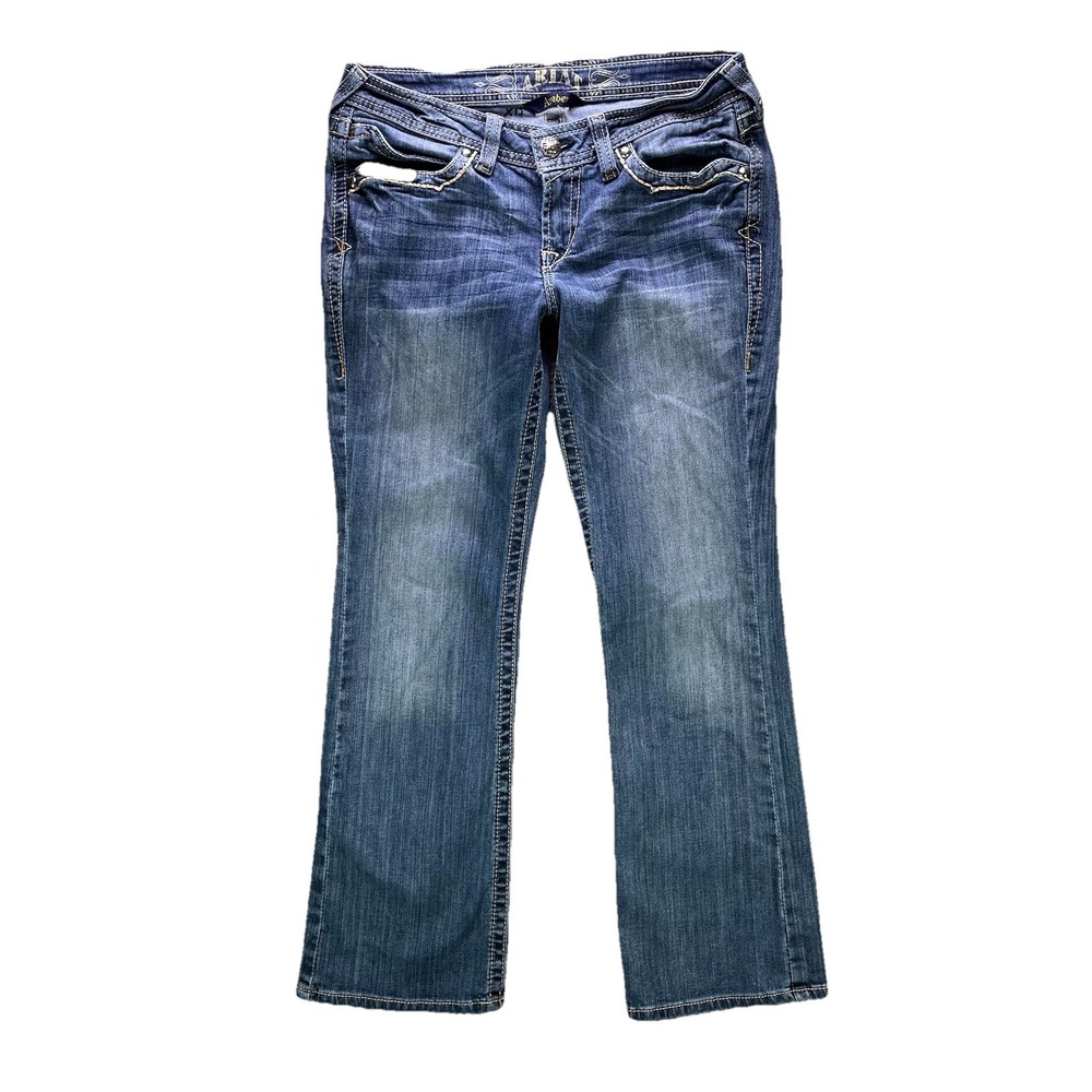 Ariat Jeans Womens 29S Blue Amber Low Rise Bootcut Studded Stretch Fade Denim